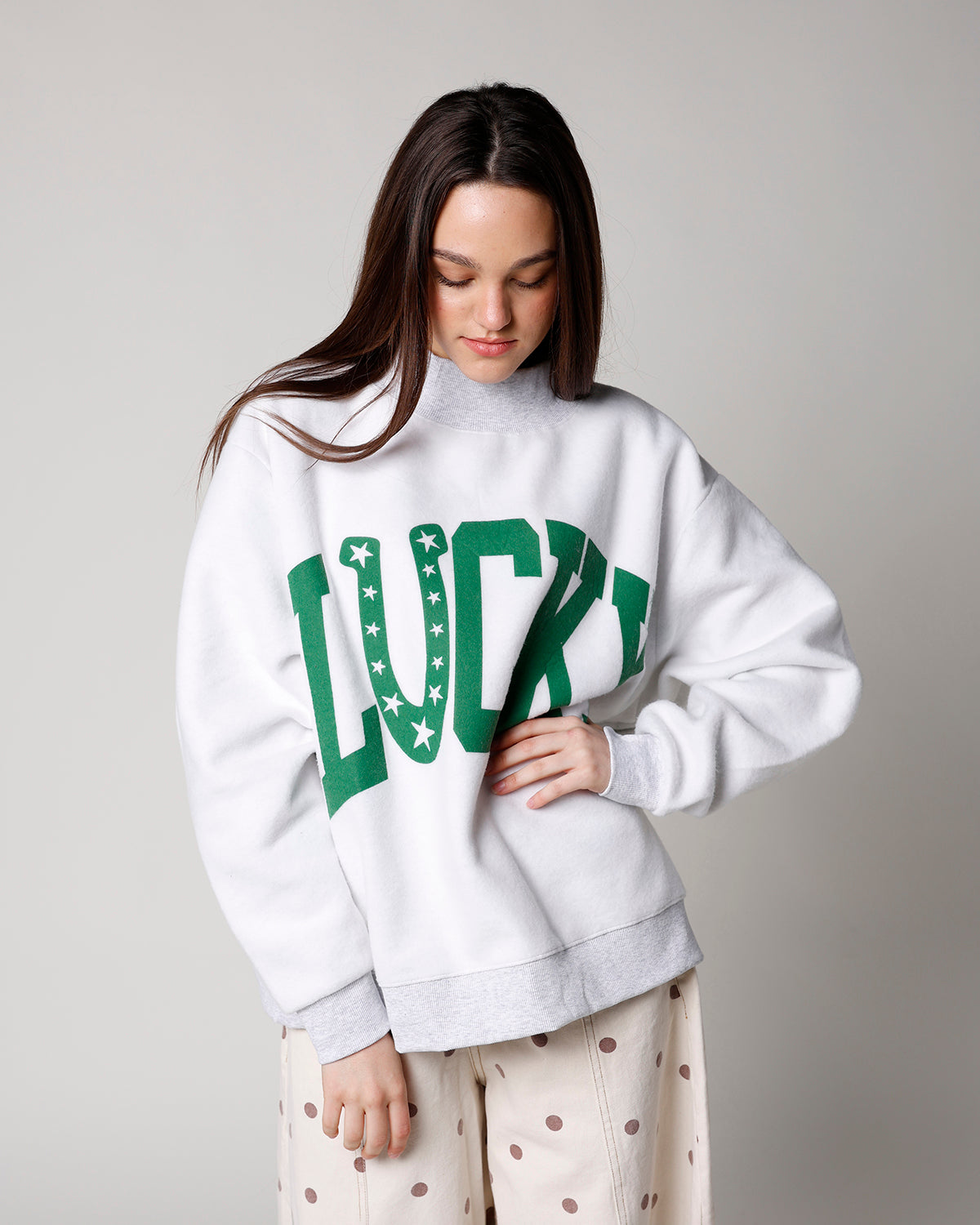 REVERSIBLE LUCKY MOCK NECK SWEATSHIRT