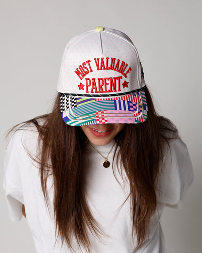 MOST VALUABLE PARENT PATCHWORK TRUCKER HAT