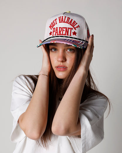MOST VALUABLE PARENT PATCHWORK TRUCKER HAT