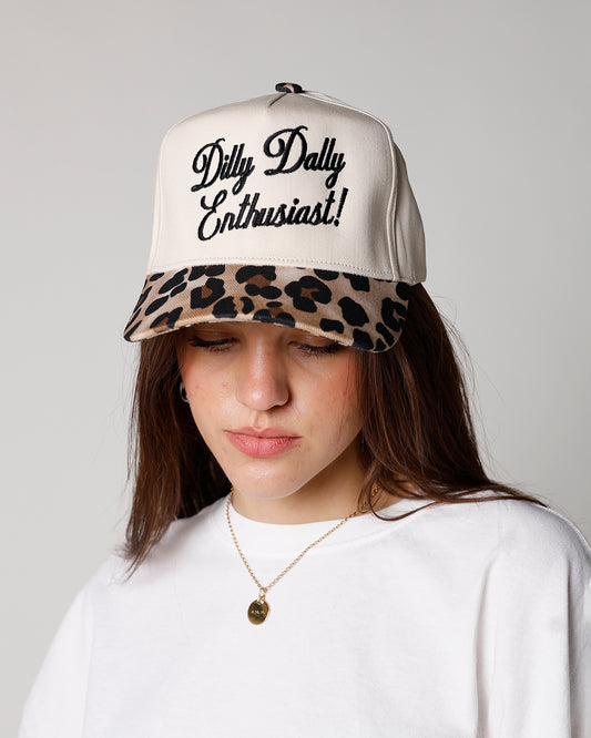 dilly dally enthusiast leopard print bill trucker hat canvas embroidered trucker hat