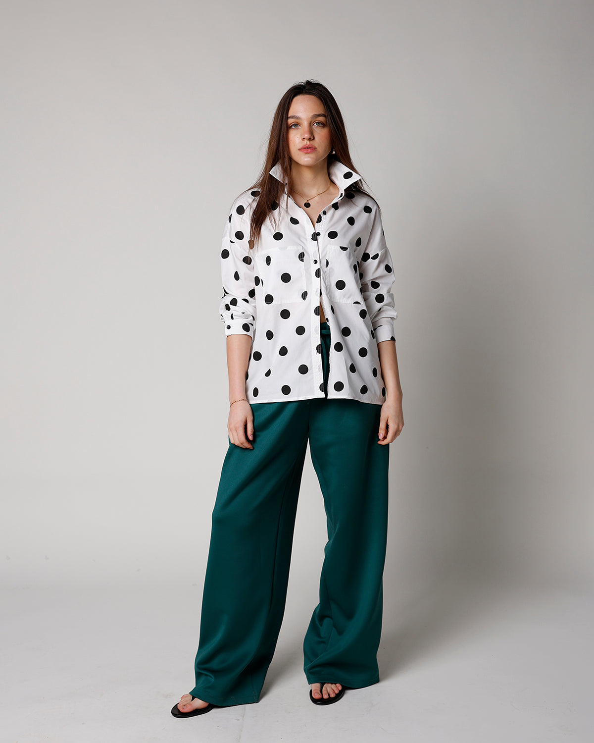 SWEET SPOT POLKA DOT BUTTON UP