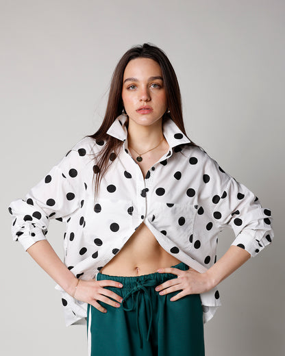 SWEET SPOT POLKA DOT BUTTON UP