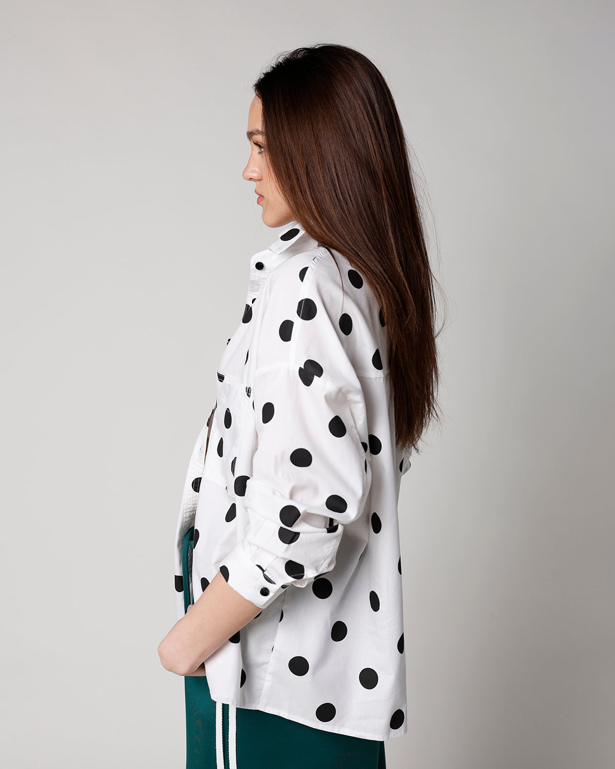 SWEET SPOT POLKA DOT BUTTON UP