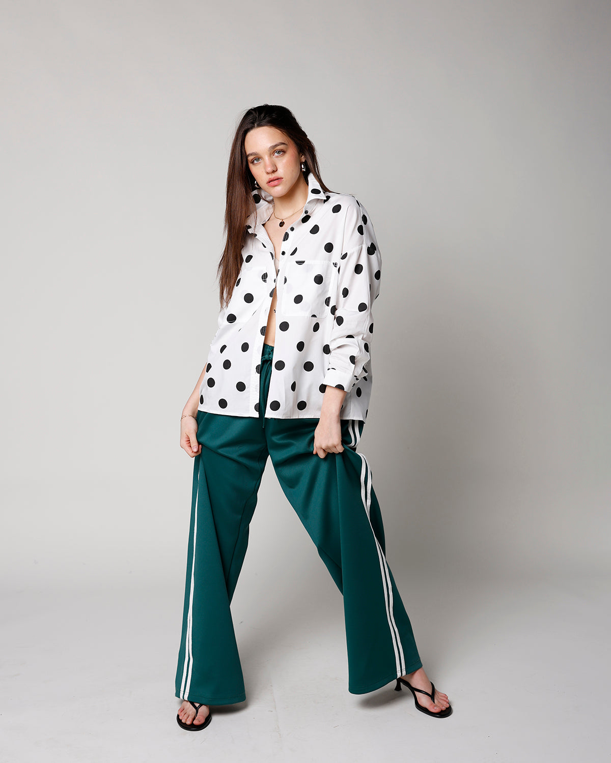 SWEET SPOT POLKA DOT BUTTON UP