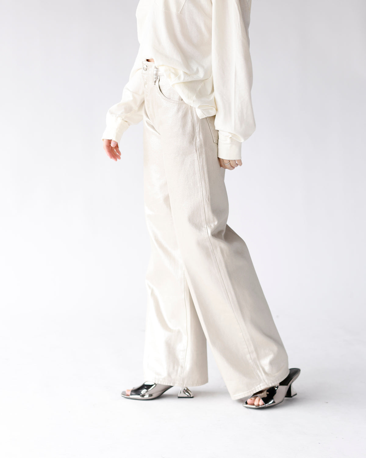 PISTOLA TATE HIGH RISE BOWED WIDE LEG JEAN X CHAMPAGNE LUSTER