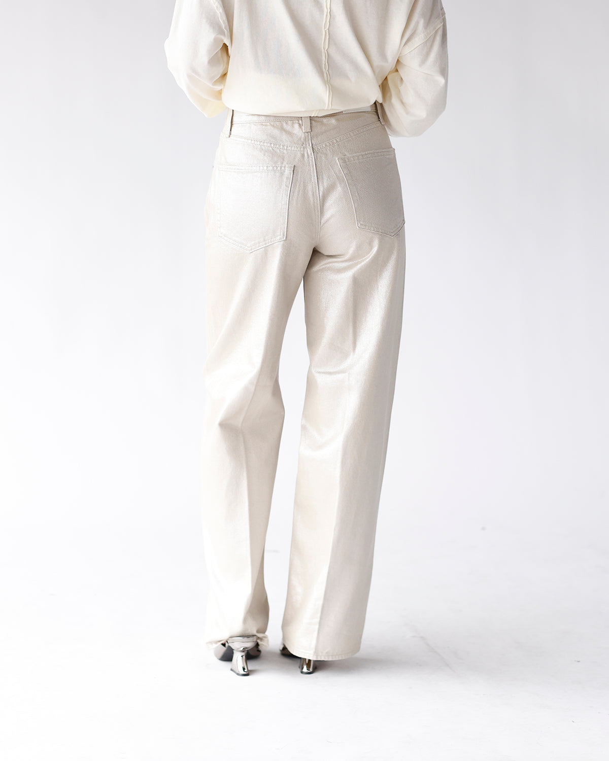 PISTOLA TATE HIGH RISE BOWED WIDE LEG JEAN X CHAMPAGNE LUSTER