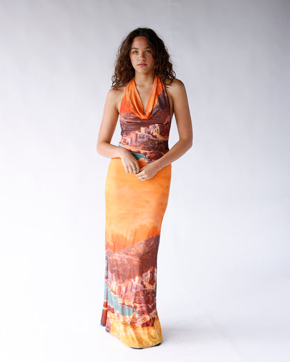 MEDITERRANEAN MUSE COWL NECK HALTER