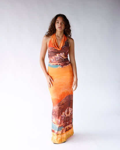MEDITERRANEAN MUSE COWL NECK HALTER