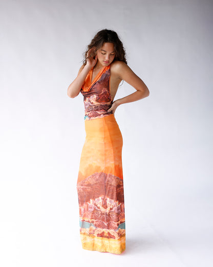 MEDITERRANEAN MUSE COWL NECK HALTER