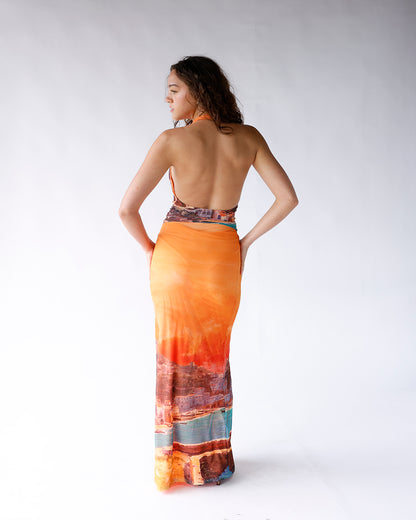 MEDITERRANEAN MUSE COWL NECK HALTER