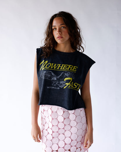 DAYDREAMER NOWHERE FAST CROPPED MUSCLE TEE