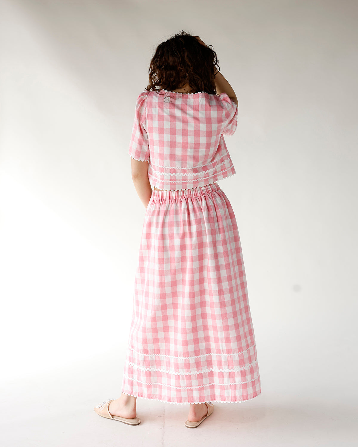 GINGHAM DARLING MIDI SKIRT