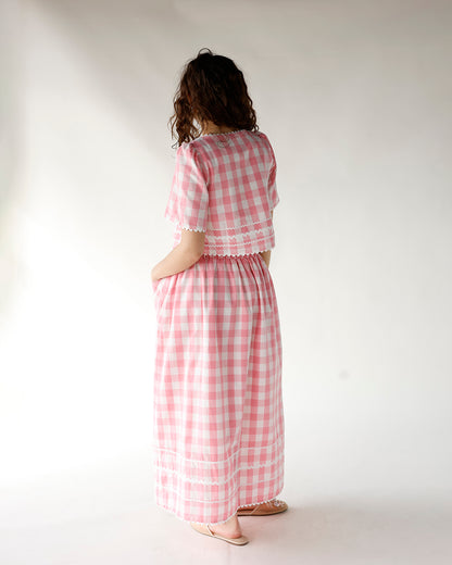 GINGHAM DARLING MIDI SKIRT