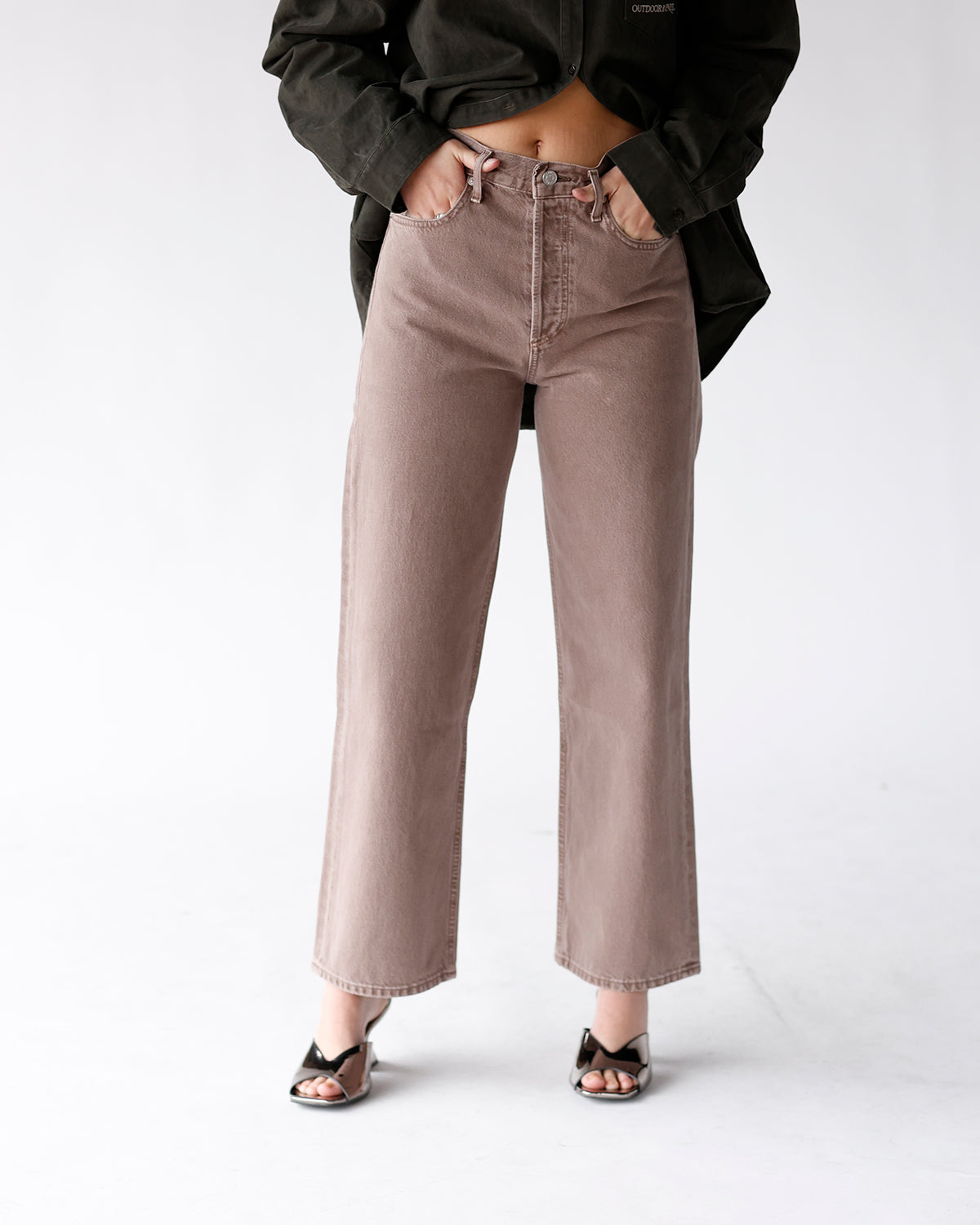AGOLDE REN HIGH RISE WIDE LEG JEAN IN CERAMIC