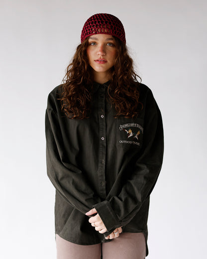 duck apparel top with ducks on it stylish button up trendy fall style 