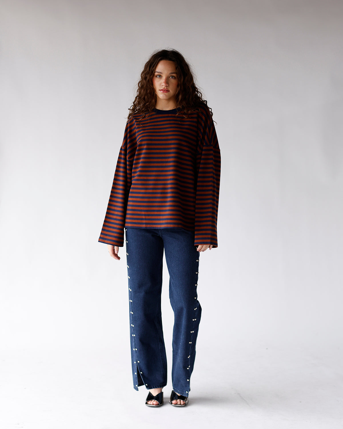 CARAMEL TIDE STRIPED LONG SLEEVE TOP
