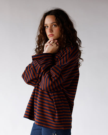 CARAMEL TIDE STRIPED LONG SLEEVE TOP