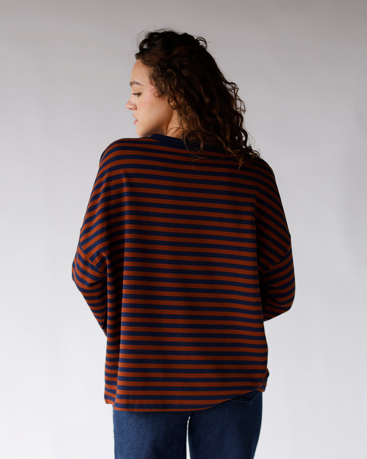 CARAMEL TIDE STRIPED LONG SLEEVE TOP