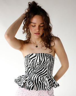 zebra print strapless corset style top