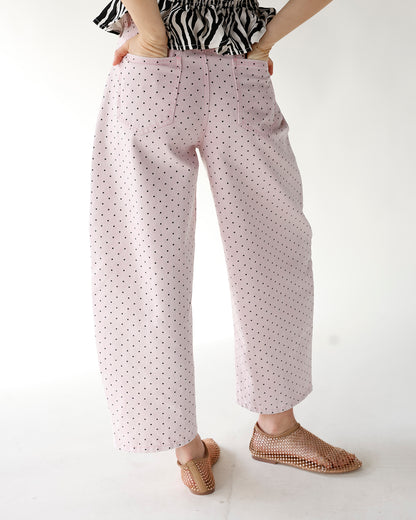 PRETTY IN PINK POLKA DOT BARREL JEANS