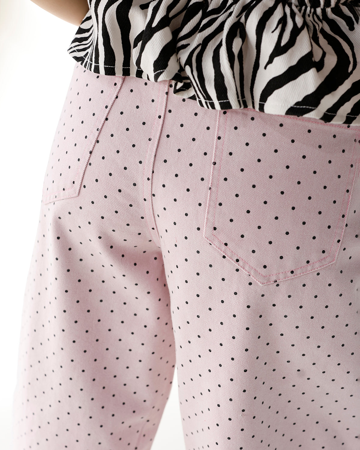 PRETTY IN PINK POLKA DOT BARREL JEANS