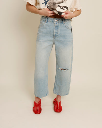 FREE PEOPLE DEEP TRANCE DROPPED BOYFRIEND JEANS IN BLEACHED OUT