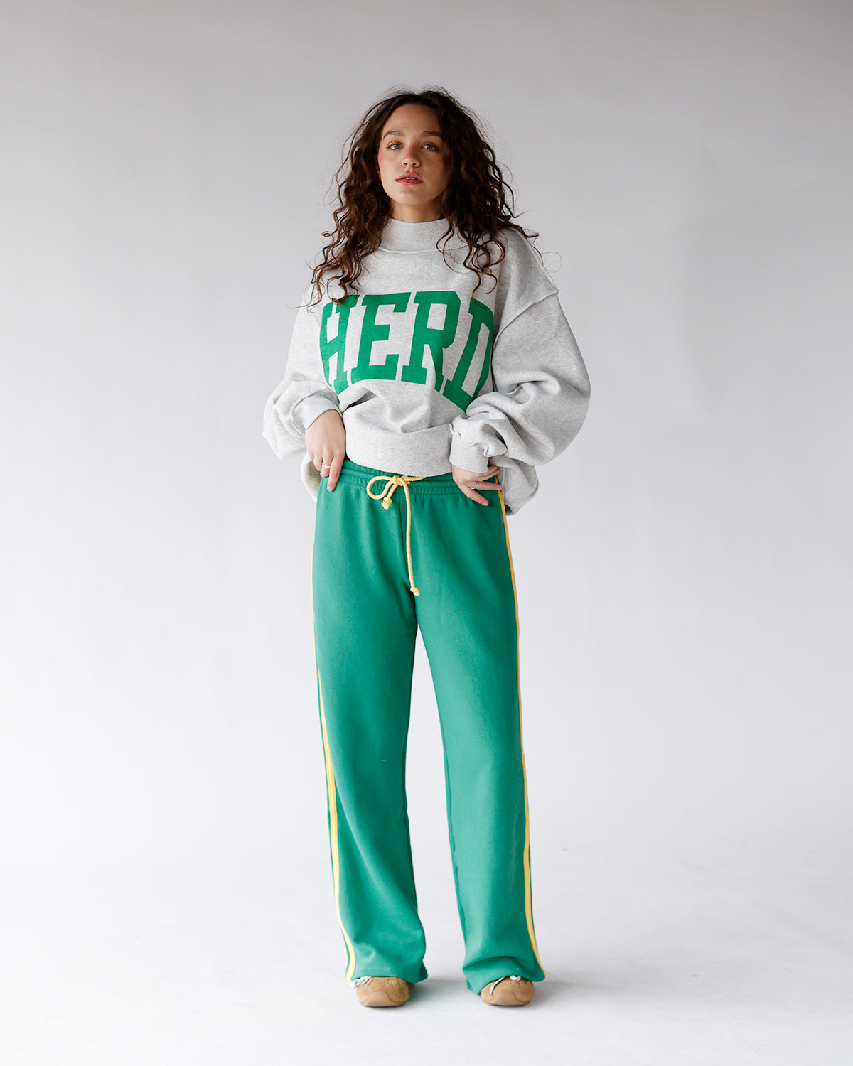 Huntington Reversible Mock Neck Sweatshirt, Soft Grey, Kelly Green