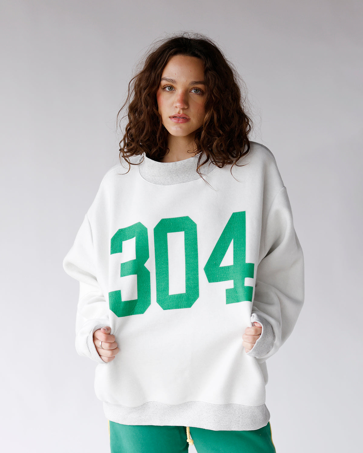 Huntington Reversible Mock Neck Sweatshirt, Soft Grey, Kelly Green