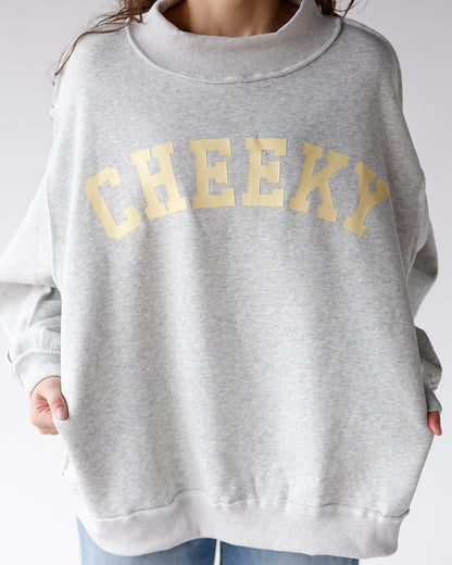 CHEEKY & DELULU REVERSIBLE MOCK NECK SWEATSHIRT
