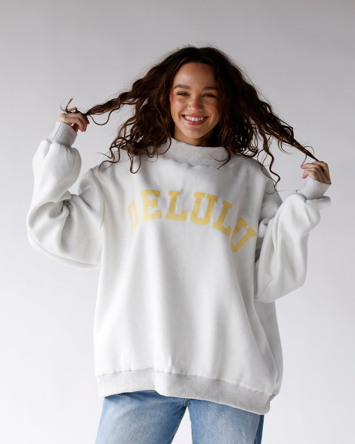 CHEEKY & DELULU REVERSIBLE MOCK NECK SWEATSHIRT