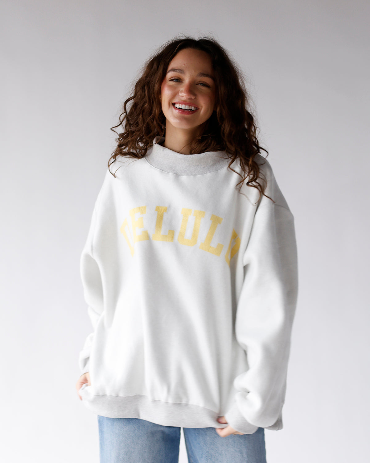 CHEEKY & DELULU REVERSIBLE MOCK NECK SWEATSHIRT