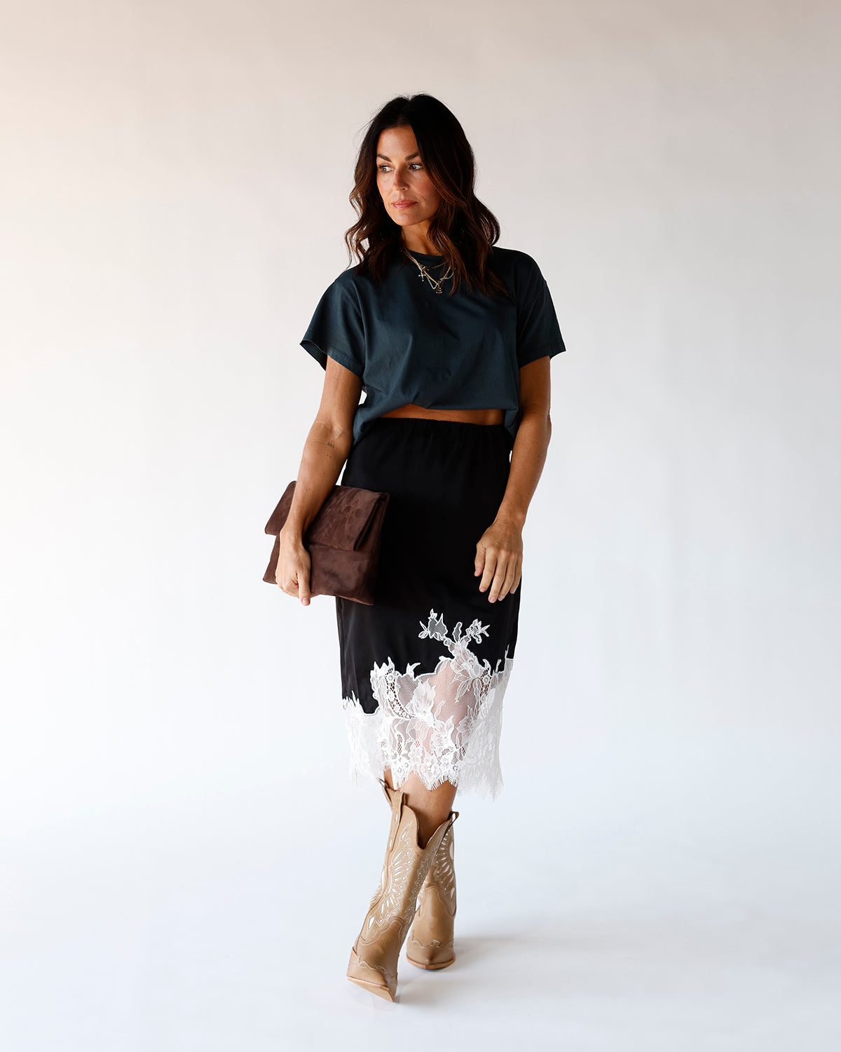 EVIE SLIP SKIRT X BLACK