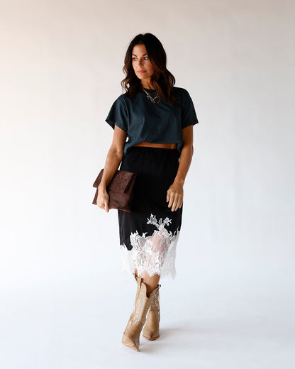 EVIE SLIP SKIRT X BLACK