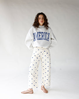 navy star printed white barrel jeans star print barrel jeans
