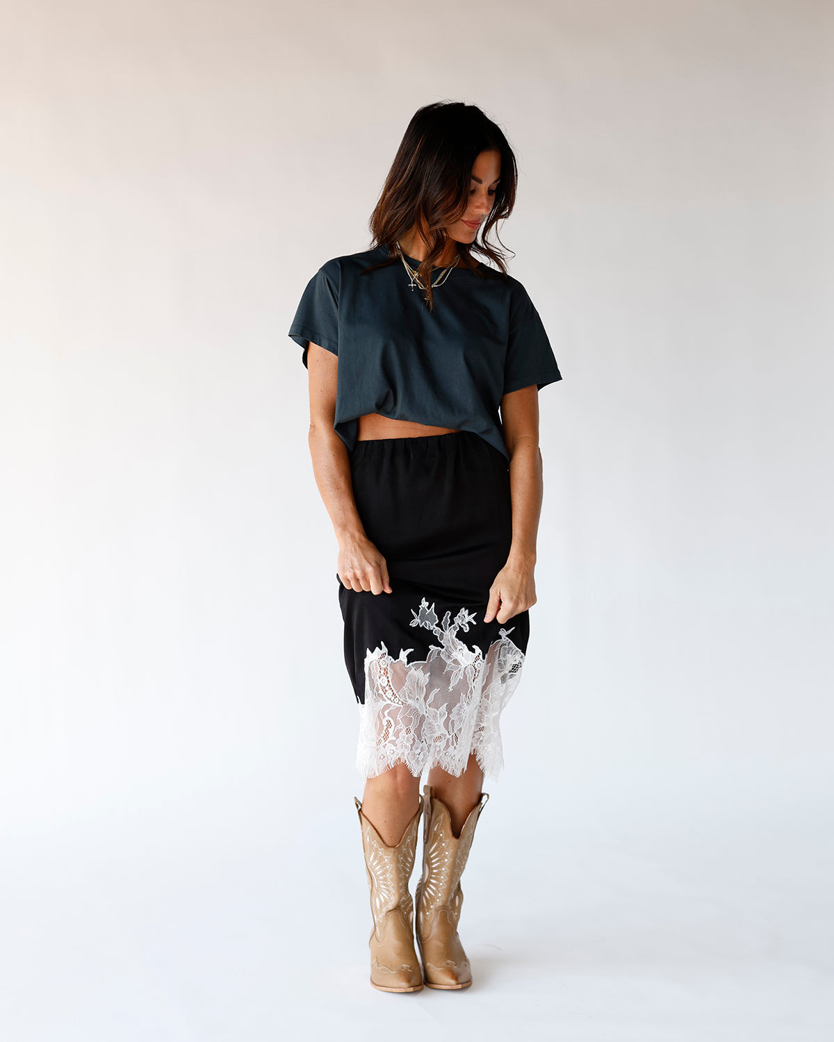 EVIE SLIP SKIRT X BLACK