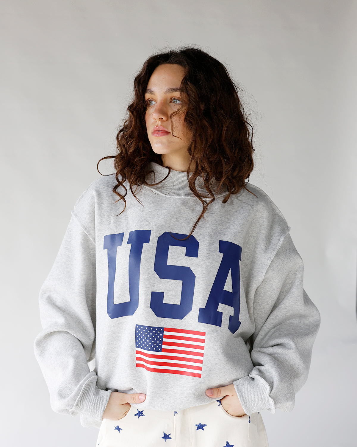 AMERICA REVERSIBLE MOCK NECK SWEATSHIRT