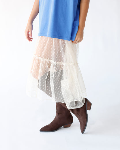 DOTTED DAYDREAM SHEER MIDI SKIRT