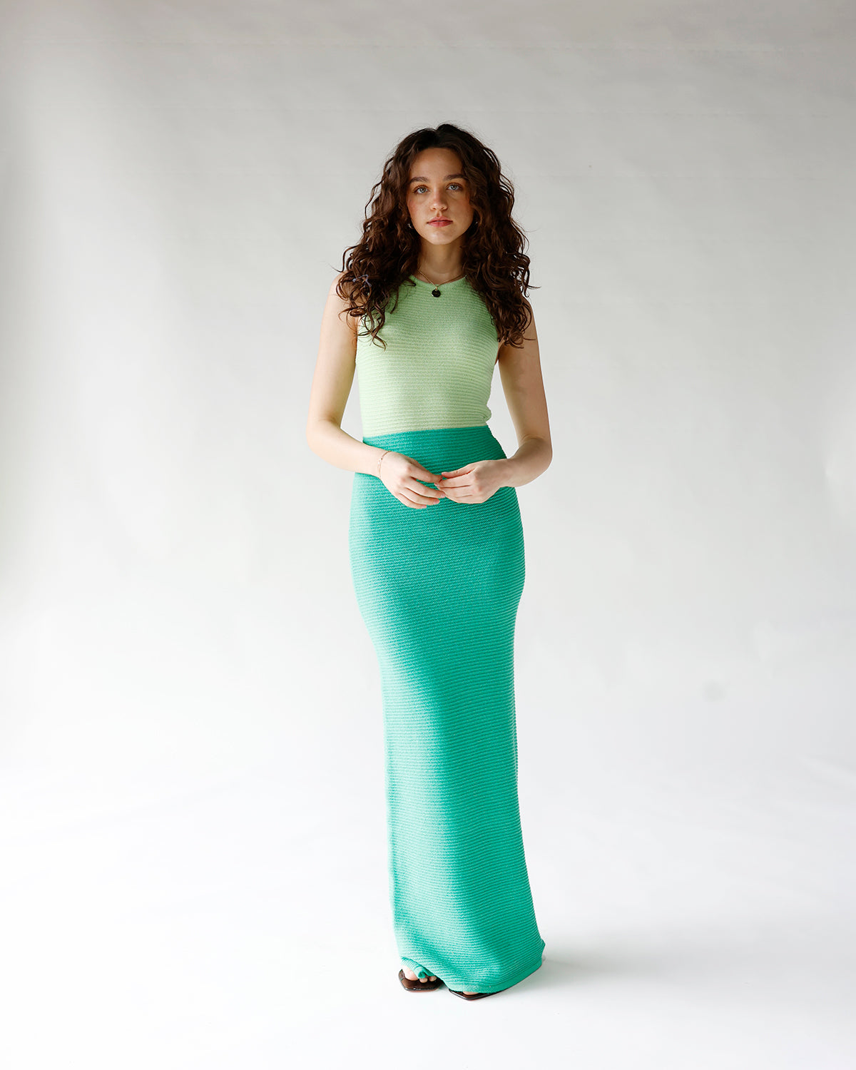 SAGE RIBBED KNIT MAXI DRESS