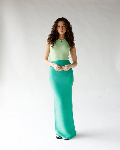 SAGE RIBBED KNIT MAXI DRESS