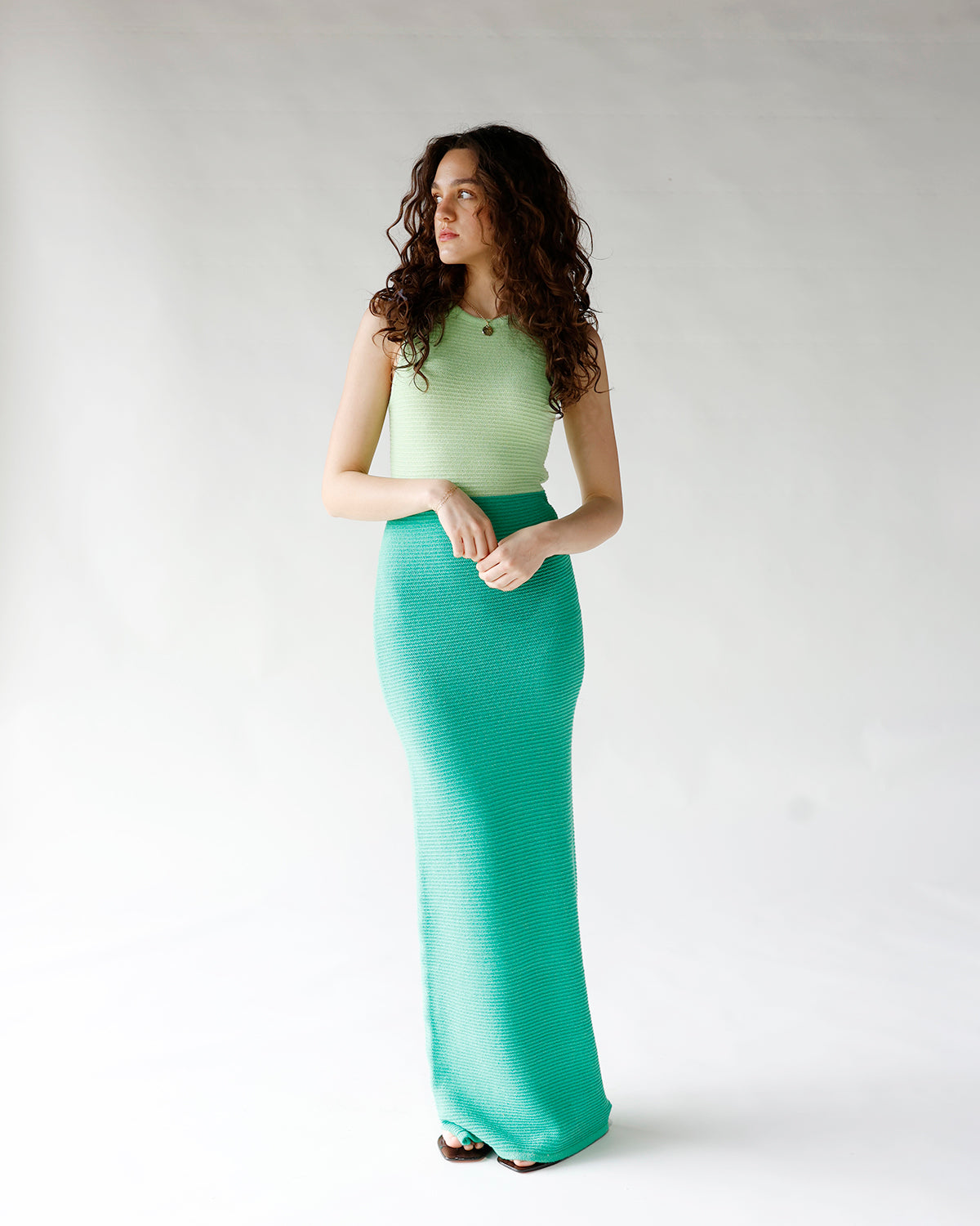 SAGE RIBBED KNIT MAXI DRESS