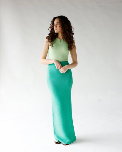 SAGE RIBBED KNIT MAXI DRESS