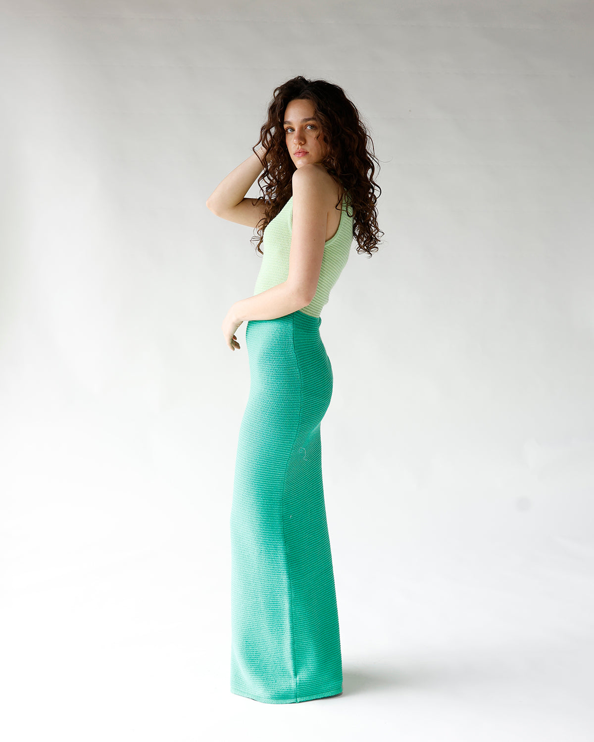 SAGE RIBBED KNIT MAXI DRESS