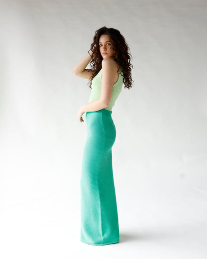 SAGE RIBBED KNIT MAXI DRESS