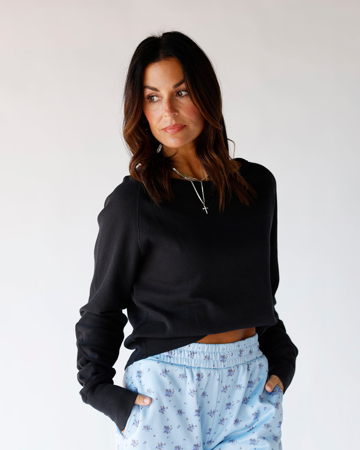 FREE PEOPLE JESS LONG SLEEVE X BLACK