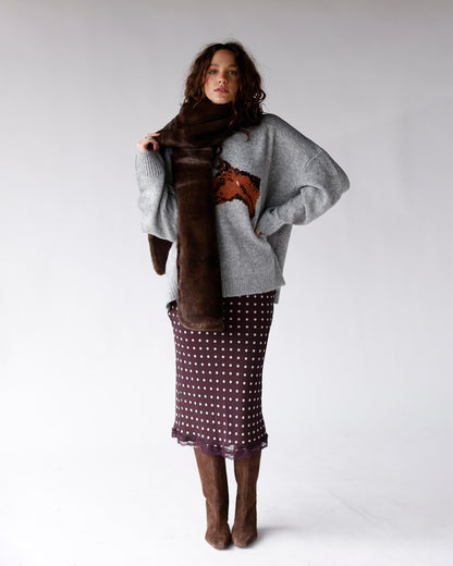 FREE PEOPLE SNOW ANGEL FAUX FUR SCARF X ESPRESSO