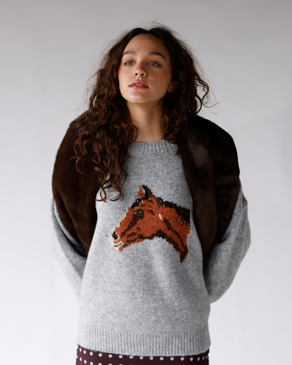 FREE PEOPLE SNOW ANGEL FAUX FUR SCARF X ESPRESSO