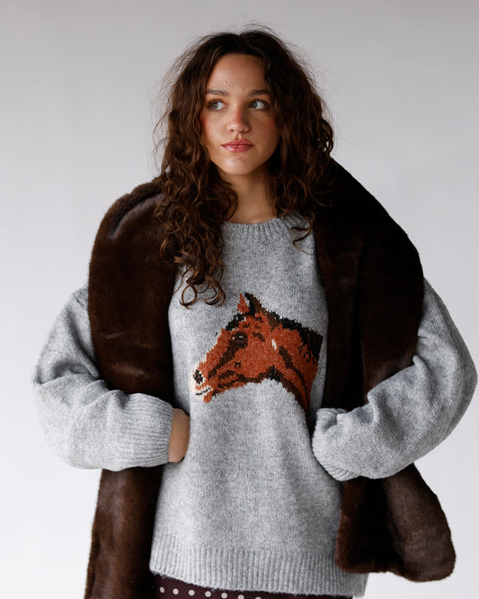 soft cozy sweater trendy sweater horse sweater fun fall winter style easy fall style trendy fall style sweater