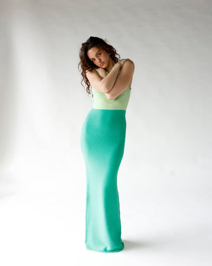 SAGE RIBBED KNIT MAXI DRESS