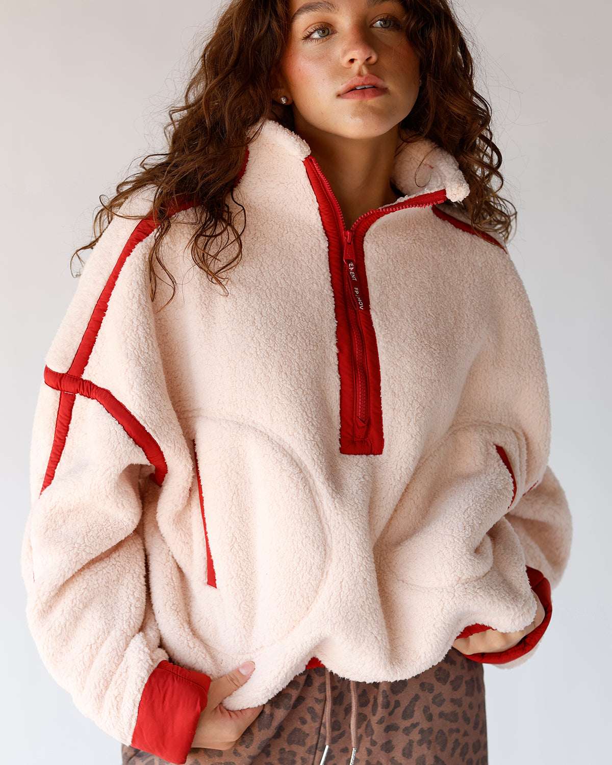 fleece half zipped casual jacket free people soft comfy fall winter outerwear
