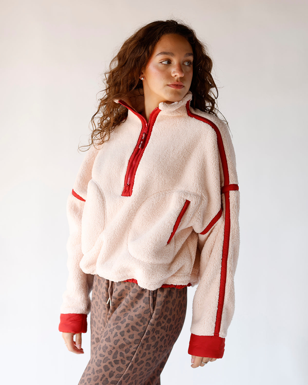 FREE PEOPLE MOUNTAIN HIGH HALF ZIP FLEECE X BALLET SLIPPER COMBO